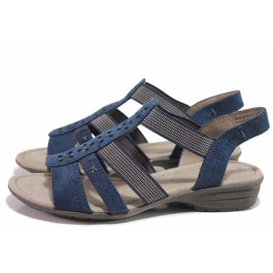 Сини дамски сандали, текстилна материя - всекидневни обувки за пролетта и лятото N 100015618