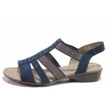 Сини дамски сандали, текстилна материя - всекидневни обувки за пролетта и лятото N 100015618