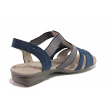 Сини дамски сандали, текстилна материя - всекидневни обувки за пролетта и лятото N 100015618