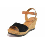 Черни дамски сандали, естествен набук - спортни обувки за пролетта и лятото N 100015617