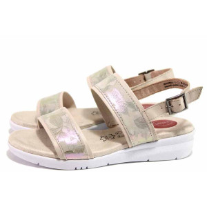 Бежови дамски сандали, естествена кожа - всекидневни обувки за лятото N 100015631