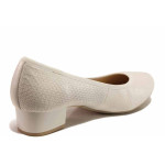 Бели дамски обувки със среден ток, естествена кожа - официални обувки за пролетта и лятото N 100015621