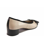 Бежови дамски обувки със среден ток, естествена кожа - всекидневни обувки за пролетта и лятото N 100015629