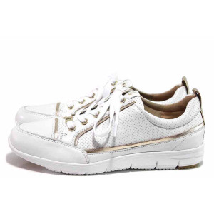 Бели спортни дамски обувки, естествена кожа - всекидневни обувки за пролетта и лятото N 100015632