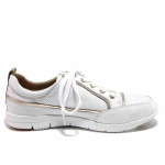 Бели спортни дамски обувки, естествена кожа - всекидневни обувки за пролетта и лятото N 100015632