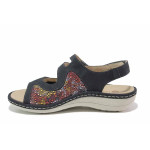 Тъмносини дамски сандали, набук - ежедневни обувки за пролетта и лятото N 100015636