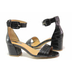 Черни дамски сандали, здрава еко-кожа - ежедневни обувки за пролетта и лятото N 100016097