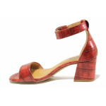 Червени дамски сандали, здрава еко-кожа - ежедневни обувки за пролетта и лятото N 100016098