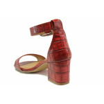 Червени дамски сандали, здрава еко-кожа - ежедневни обувки за пролетта и лятото N 100016098