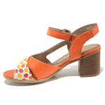 Червени дамски сандали, естествена кожа - ежедневни обувки за пролетта и лятото N 100016123
