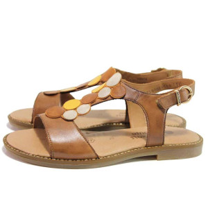 Кафяви дамски сандали, естествена кожа - ежедневни обувки за пролетта и лятото N 100016128