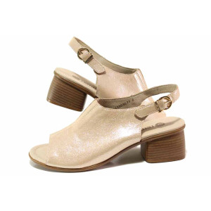 Розови дамски сандали, естествена кожа - ежедневни обувки за пролетта и лятото N 100016127