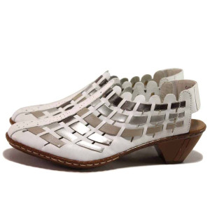 Бели дамски обувки със среден ток, естествена кожа - всекидневни обувки за пролетта и лятото N 100016166