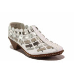 Бели дамски обувки със среден ток, естествена кожа - всекидневни обувки за пролетта и лятото N 100016166