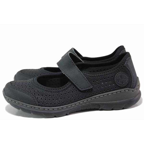 Черни дамски обувки с равна подметка, естествена кожа - всекидневни обувки за пролетта и лятото N 100016208