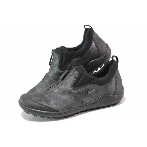 Сиви дамски маратонки, еко-кожа и текстилна материя - спортни обувки за пролетта и лятото N 100016798