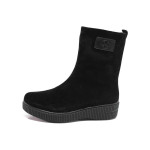 Черни дамски боти, естествен велур - официални обувки за есента и зимата N 100016864