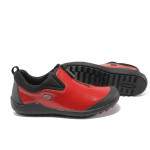 Червени анатомични дамски обувки с равна подметка, лачена еко кожа - всекидневни обувки за есента и зимата N 100016950