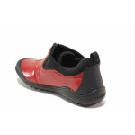 Червени анатомични дамски обувки с равна подметка, лачена еко кожа - всекидневни обувки за есента и зимата N 100016950