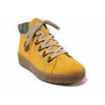 Жълти дамски боти, здрава еко-кожа - всекидневни обувки за есента и зимата N 100016992