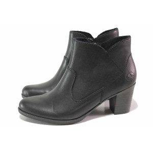 Черни дамски боти, естествена кожа - всекидневни обувки за есента и зимата N 100017018