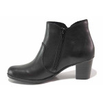 Черни дамски боти, естествена кожа - всекидневни обувки за есента и зимата N 100017018