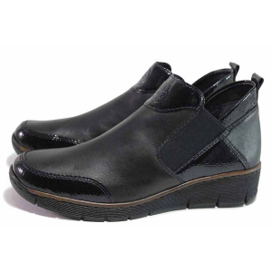 Черни дамски обувки с равна подметка, естествена кожа - всекидневни обувки за есента и зимата N 100017035