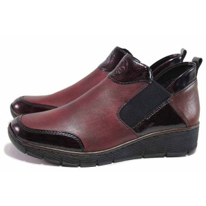 Винени дамски боти, естествена кожа - ежедневни обувки за есента и зимата N 100017059