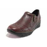 Винени дамски обувки с равна подметка, естествена кожа - ежедневни обувки за есента и зимата N 100017060