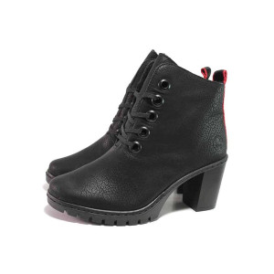 Черни дамски боти, здрава еко-кожа - ежедневни обувки за есента и зимата N 100017061