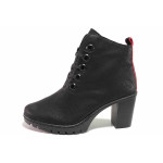 Черни дамски боти, здрава еко-кожа - ежедневни обувки за есента и зимата N 100017061