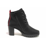 Черни дамски боти, здрава еко-кожа - ежедневни обувки за есента и зимата N 100017061