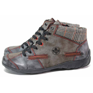 Сиви дамски боти, здрава еко-кожа - ежедневни обувки за есента и зимата N 100017064