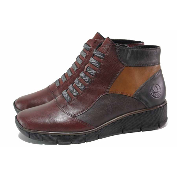 Винени дамски боти, естествена кожа - ежедневни обувки за есента и зимата N 100017065