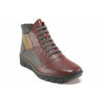 Винени дамски боти, естествена кожа - ежедневни обувки за есента и зимата N 100017065