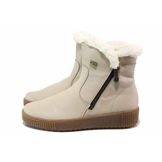 Бежови дамски боти, естествена кожа - ежедневни обувки за есента и зимата N 100017069