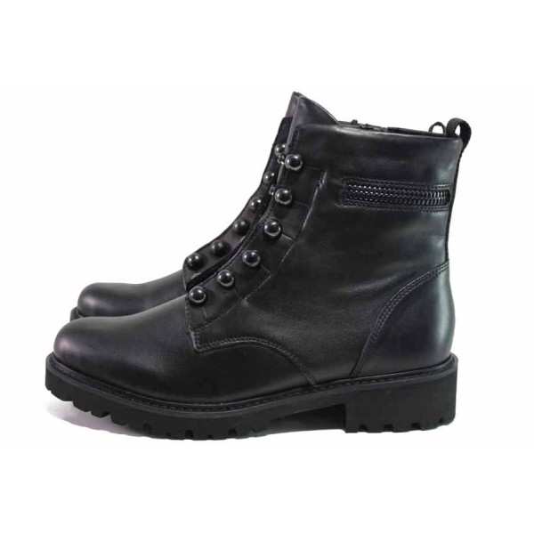 Черни дамски боти, естествена кожа - всекидневни обувки за есента и зимата N 100017107