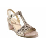 Розови дамски сандали, естествена кожа - всекидневни обувки за пролетта и лятото N 100017109