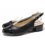 Черни дамски обувки със среден ток, естествен велур - ежедневни обувки за пролетта и лятото N 100017110