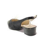 Черни дамски обувки със среден ток, естествен велур - ежедневни обувки за пролетта и лятото N 100017110