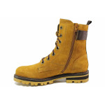 Жълти дамски боти, естествена кожа - ежедневни обувки за есента и зимата N 100017115