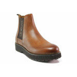 Кафяви дамски боти, естествена кожа - всекидневни обувки за есента и зимата N 100017116