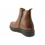 Кафяви дамски боти, естествена кожа - всекидневни обувки за есента и зимата N 100017116