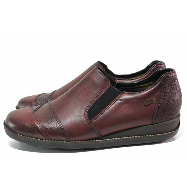 Винени дамски обувки с равна подметка, естествена кожа - всекидневни обувки за есента и зимата N 100017120
