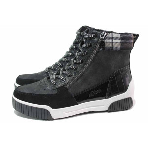 Черни дамски боти, естествена кожа и еко-кожа - спортни обувки за есента и зимата N 100017121