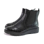 Черни дамски боти, здрава еко-кожа - всекидневни обувки за есента и зимата N 100017122