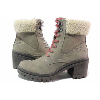 Сиви дамски боти, здрава еко-кожа - ежедневни обувки за есента и зимата N 100017123