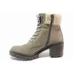 Сиви дамски боти, здрава еко-кожа - ежедневни обувки за есента и зимата N 100017123