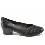 Черни дамски обувки със среден ток, естествена кожа - всекидневни обувки за есента и зимата N 100017139
