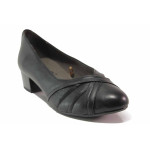 Черни дамски обувки със среден ток, естествена кожа - всекидневни обувки за есента и зимата N 100017139